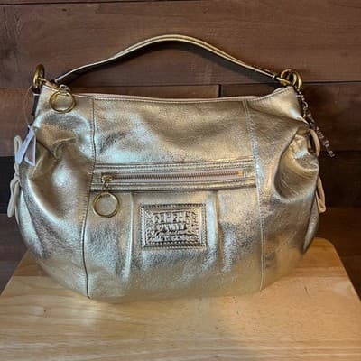 Coach Poppy Jazzy Hobo Crossbody Bag Metallic Gold Leather 20384E Rare Y2K NWT