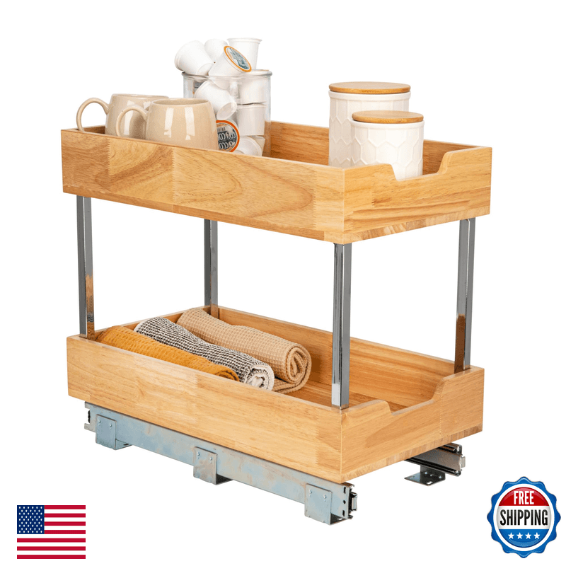 Household Essentials Glidez Steel And Wood 2 -Tier Pull-Out/Slide-Out Storage
