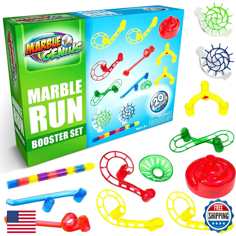 Marble Genius Marble Run Booster Set - 20 Pieces Total Marbles Not Included