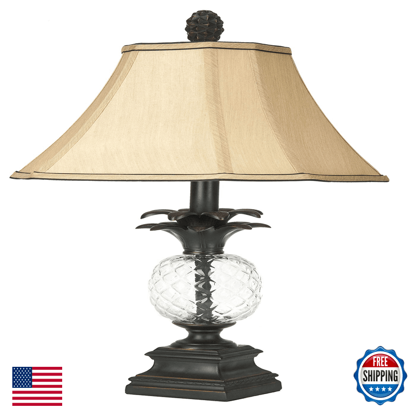 Safavieh Lighting Collection Alanna Pineapple Black Crystal/ Cream Shade Glass