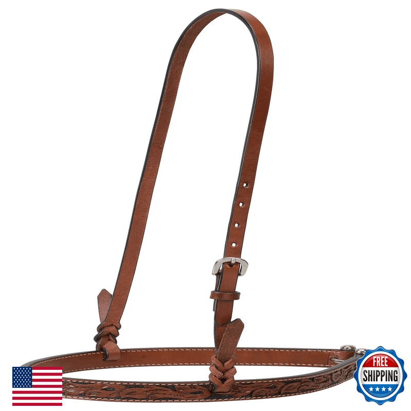 Turquoise Cross Floral Carved Noseband Chestnut 45-0220