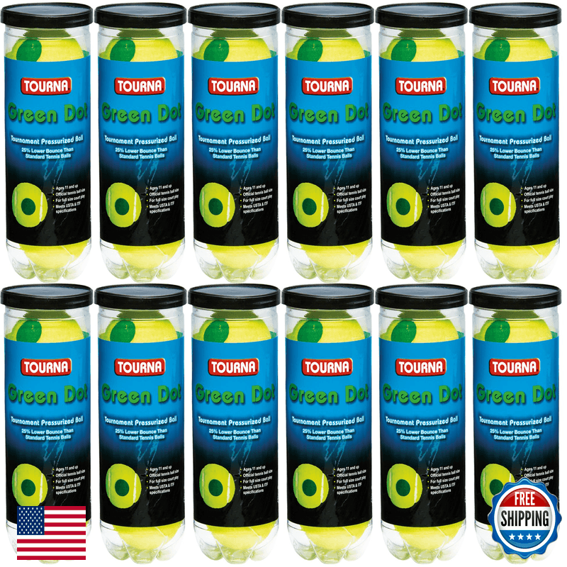 Tourna 12 Pack Pressurized Green Dot Tennis Balls In A Pressurized Can Usta