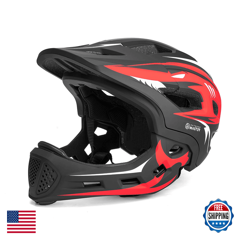Outdoormaster Kids Full Face Helmet - Adjustable Toddler Bike Helmet Detachable