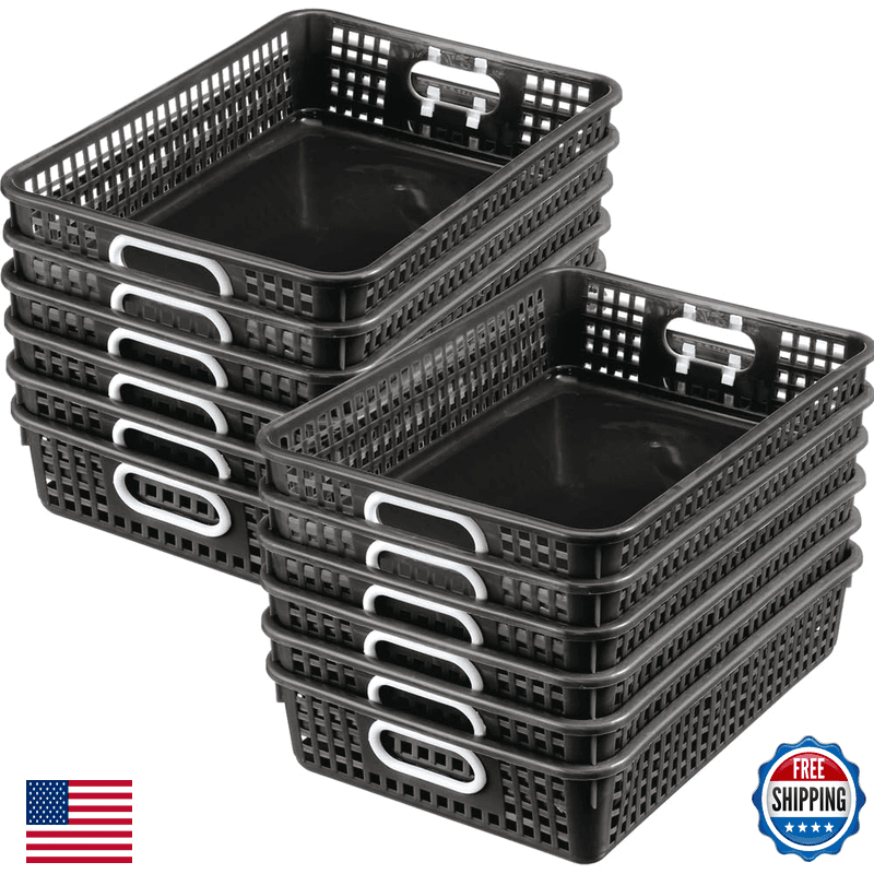 Really Good Stuff Small Plastic Paper Baskets 14 X 10 X 3.25 12 Pack Black