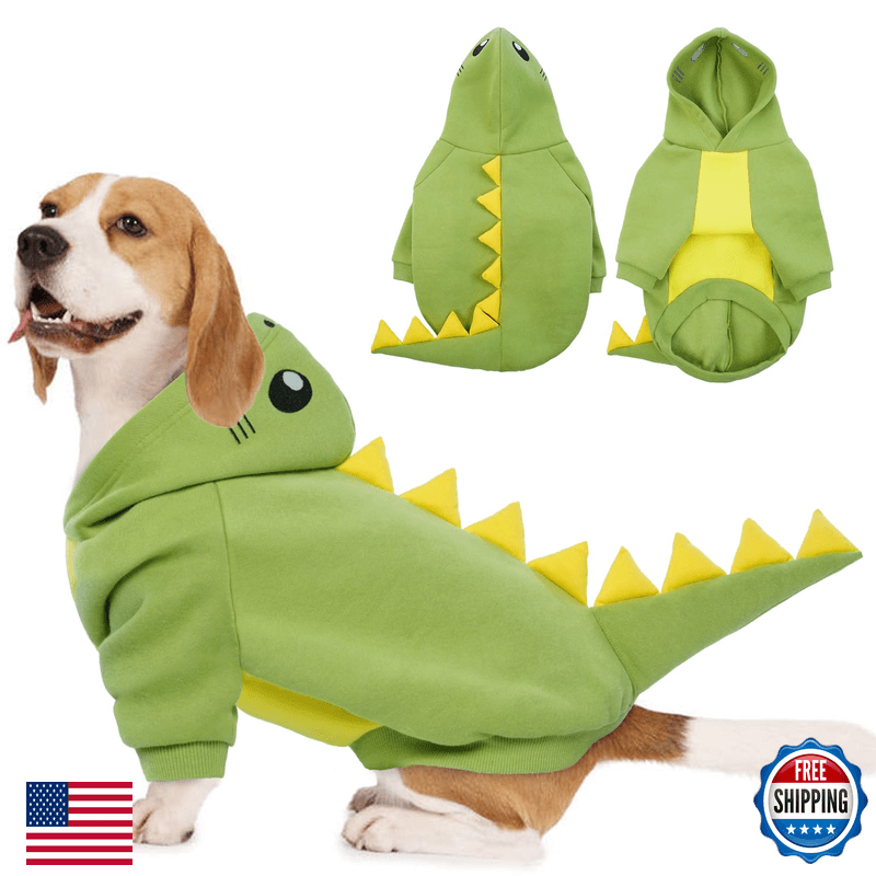 Lelepet Dinosaur Costume - Large Dog Halloween Costume Warm Fleece Dog Hoodie