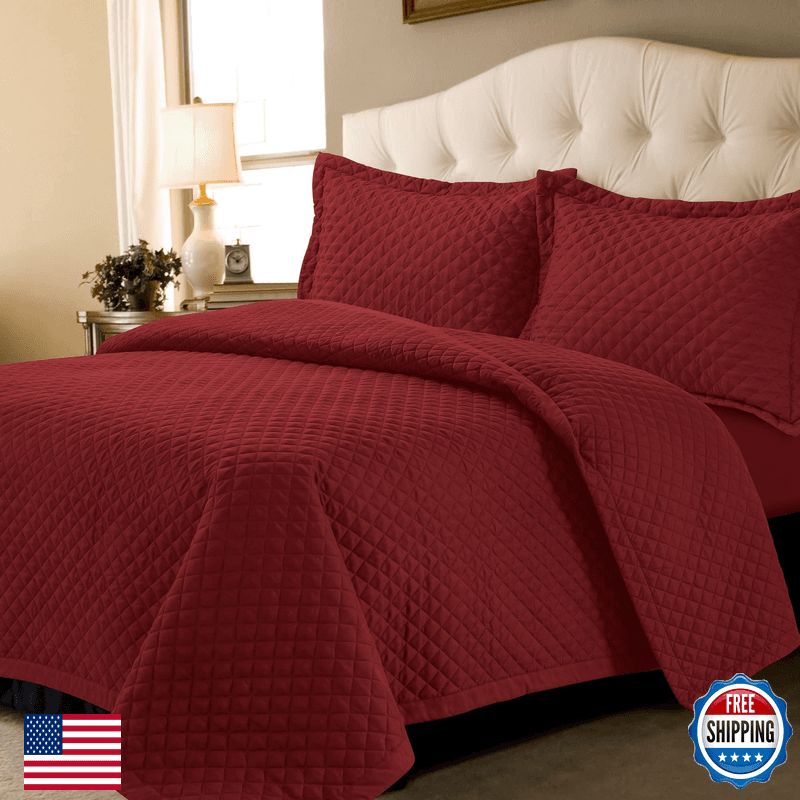 Tribeca Living Brisbane Oversized King Quilt Bedding Set Solid 3-Piece Quilted