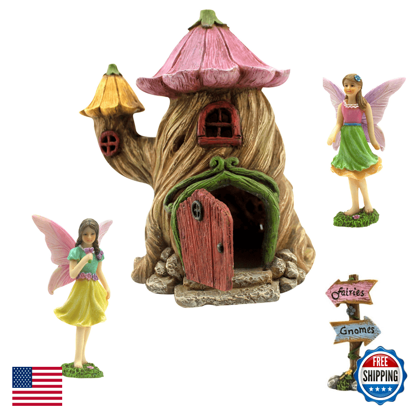 Pretmanns Fairy Garden House Kit - Outdoor Fairy Houses For Outside Accessories