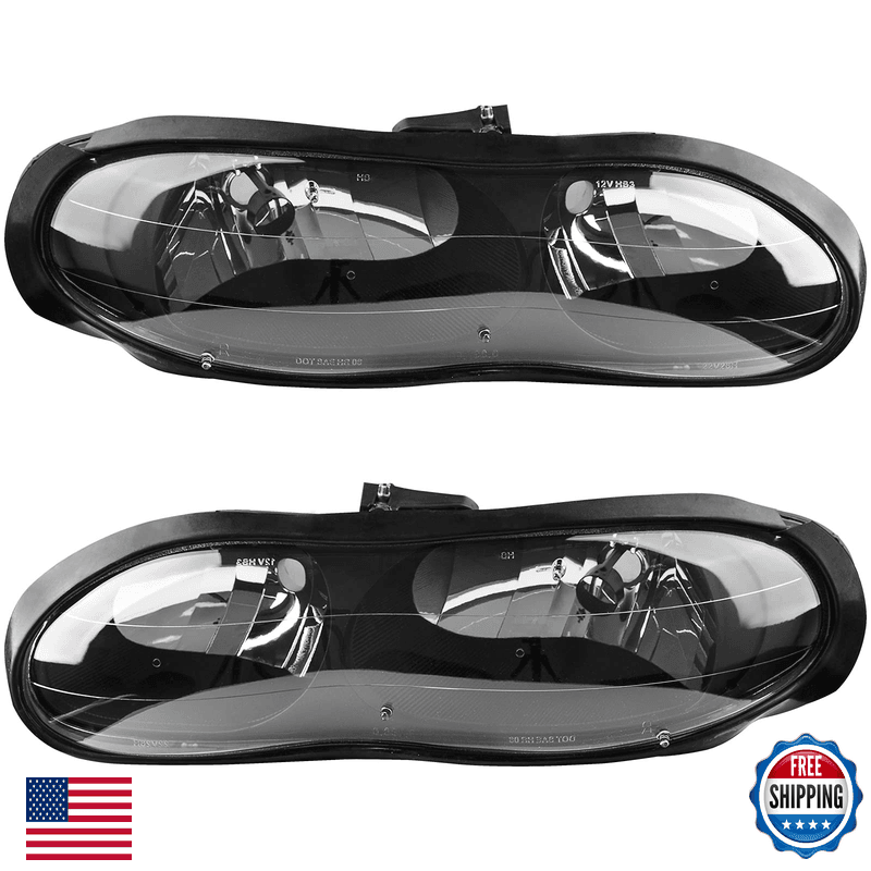 Autosaver88 Headlight Assembly Compatible 1998-2002 Chevy Camaro Black Housing