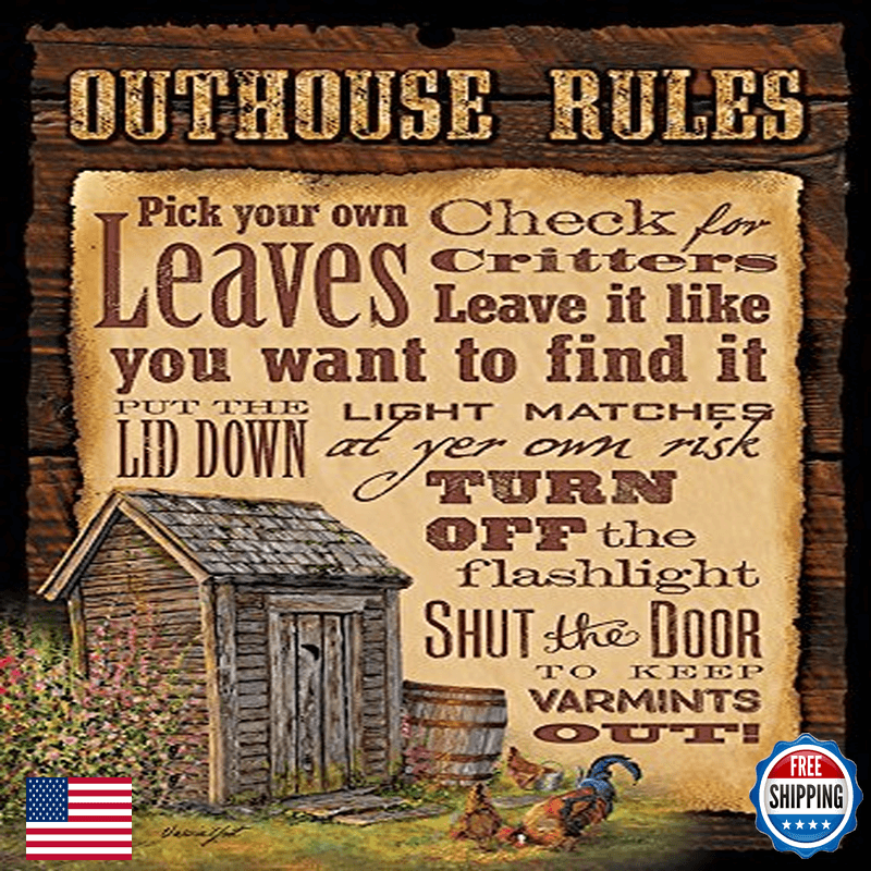 Wild Wings Outhouse Rules 8 X 12 Wood Sign By Valeria Yost