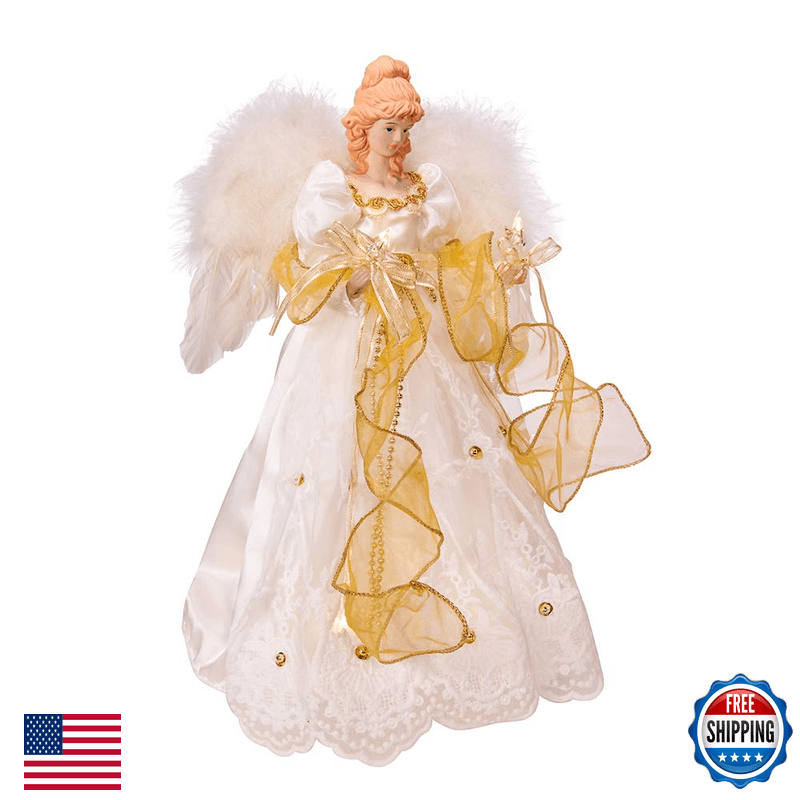 Kurt S. Adler Kurt Adler 14-Inch Battery-Operated Ivory And Gold Led Angel