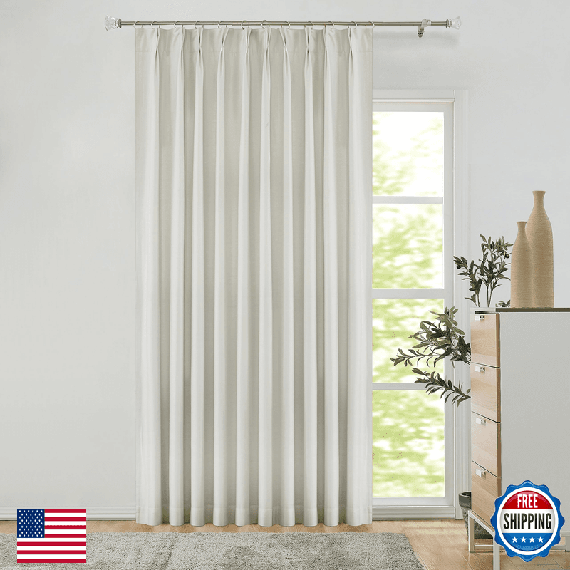 Central Park Ivory Pinch Pleated Blackout Curtain For Bedroom Luxury Silk
