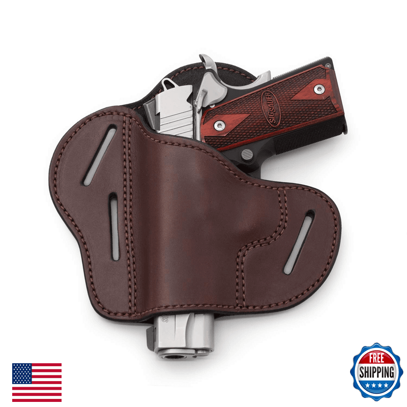 Relentless Tactical The Ultimate Leather Gun Holster - 3 Slot Pancake Style