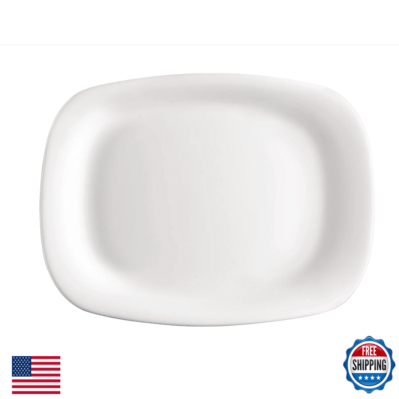 Bormioli Rocco Parma 13 X 9.5 Serving Plates Opal Glass Dinnerware White Set Of