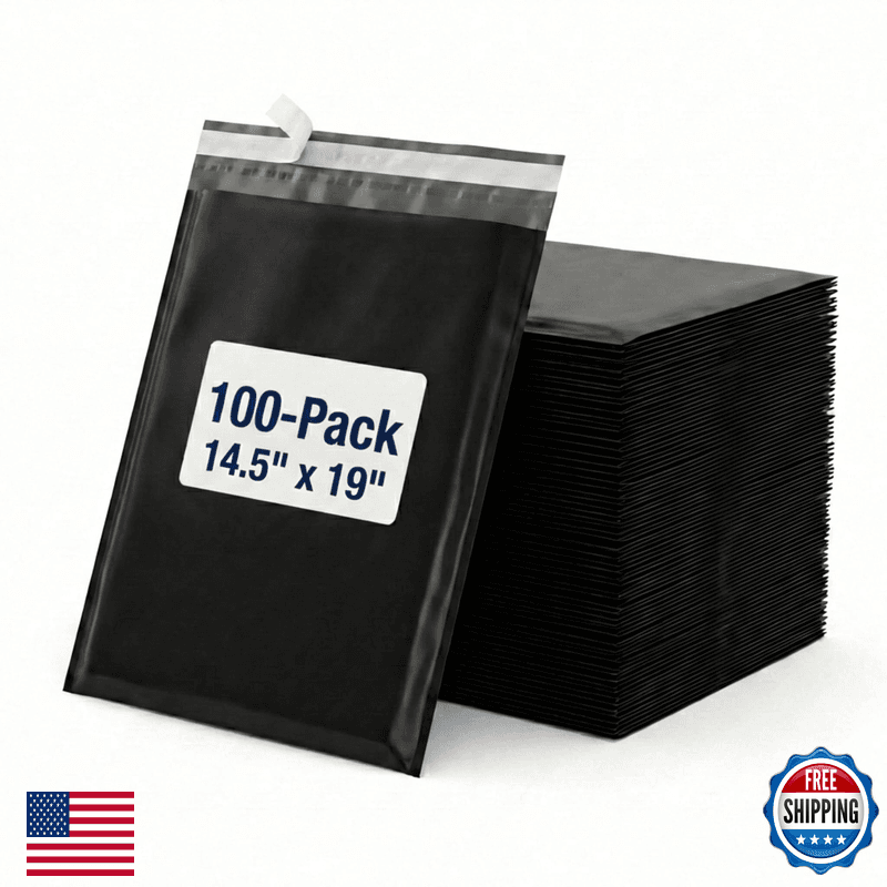 Box Usa Usa Bags 14 X 19 100-Pack Black - Large Heavy Duty Self-Adhesive