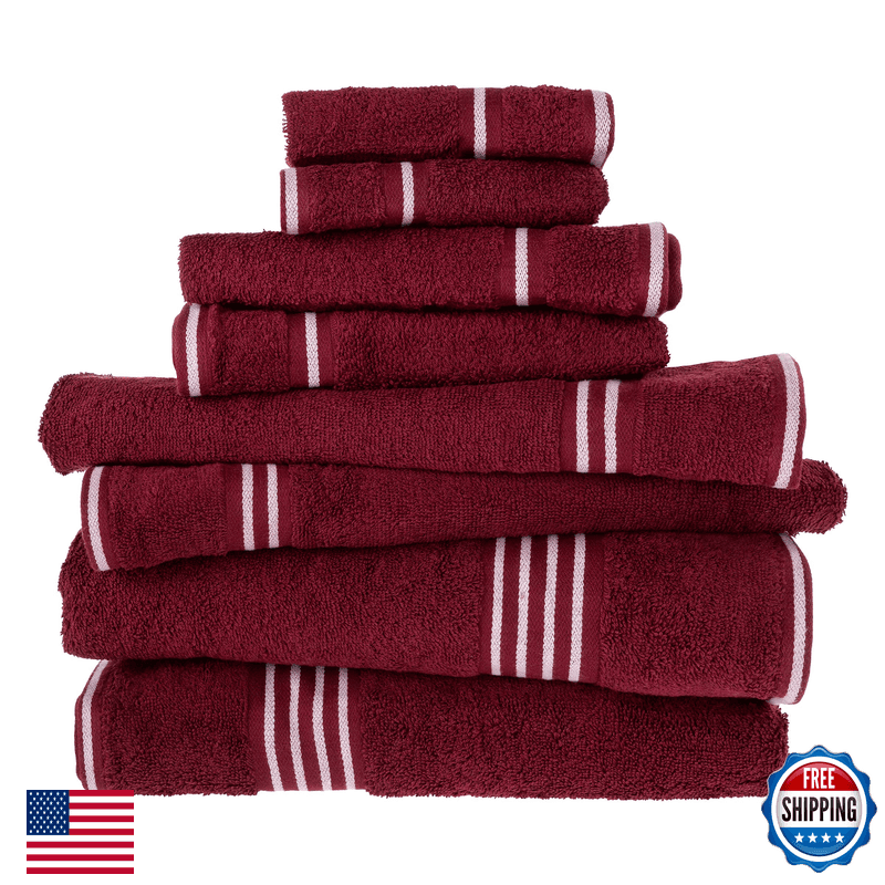 8-Piece Towel Set - Cotton Bathroom Accessories 2 Bath Towels 2 Hand Cloths 2