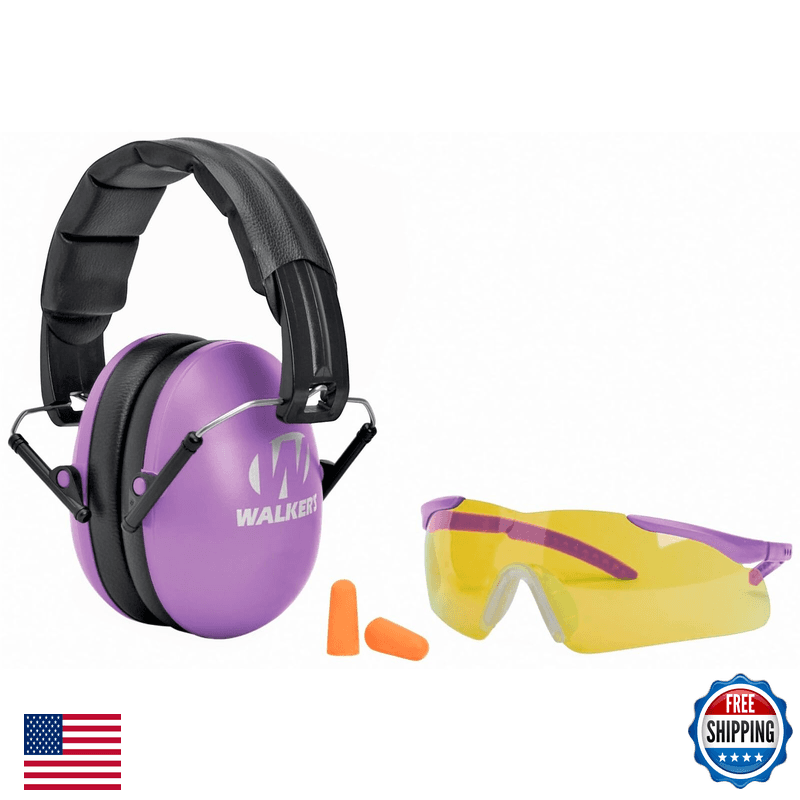 Walker'S Walkers Youth And Womens Passive Muff And Glasses Combo Purple