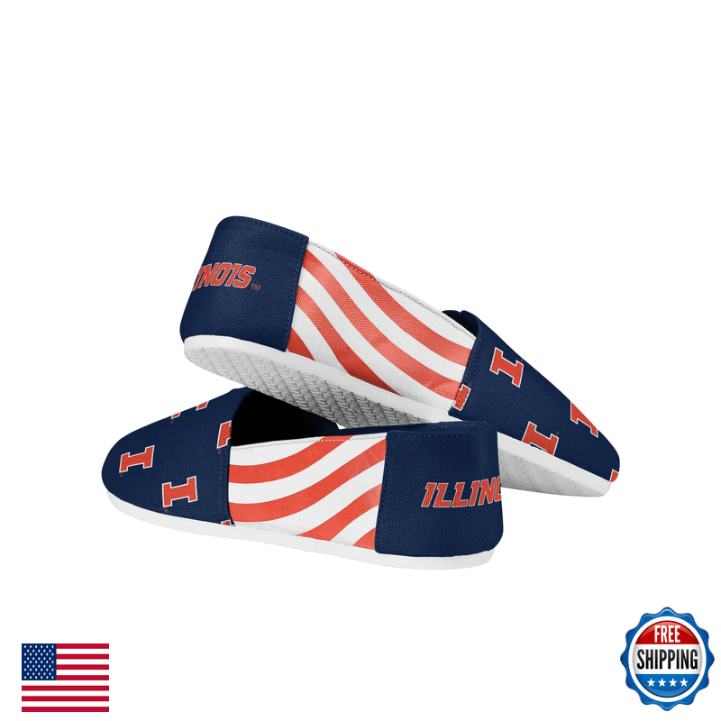 Foco Illinois Fighting Illini Ncaa Womens Stripe Canvas Shoes - Xl