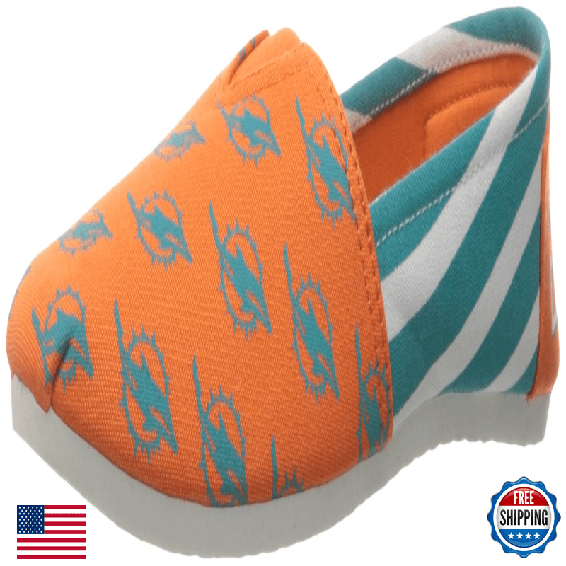 Foco Miami Dolphins Nfl Womens Stripe Canvas Shoes - L