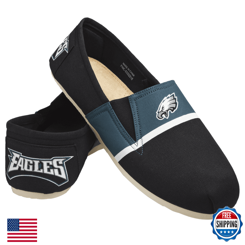 Foco Nfl Mens Canvas Stripe Shoe Philadelphia Eagles Large