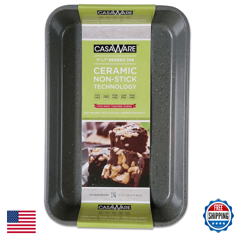 Casaware Toaster Oven Baking Pan 7 X 11-Inch Ceramic Coated Non-Stick Silver