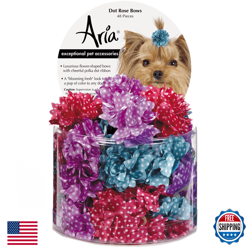 Aria Dot Rose 48 Piece Bows For Dogs