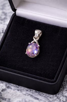 925 Sterling Silver Mystic Topaz Pendant Rainbow Oval Fire Topaz Charm