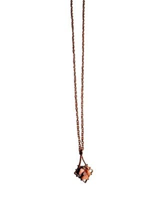 Vintage Gold Tone Shell Cameo Pendant Necklace Art Deco Style Floral Drop
