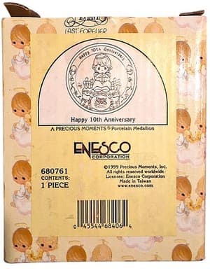 NEW Precious Moments Happy 10th Anniversary Porcelain Medallion 1999 Enesco