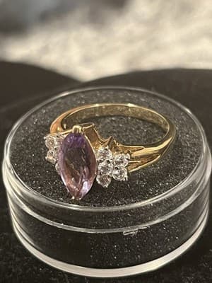 Marquise Amethyst and Diamond Ring