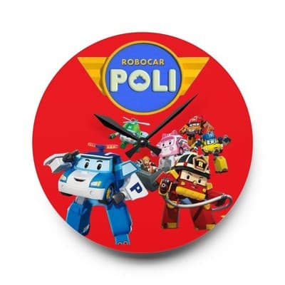 Robocar Poli Acrylic Wall Clock, Robocar Poli Wall Clock