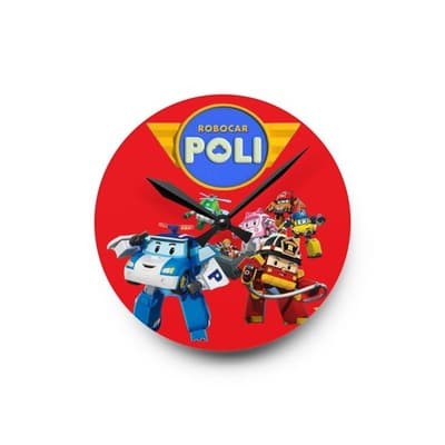 Robocar Poli Acrylic Wall Clock, Robocar Poli Wall Clock