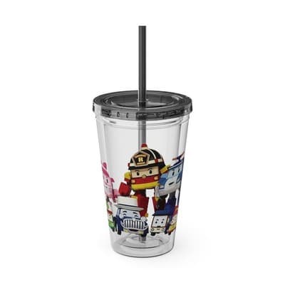 Robocar Poli Acrylic Tumbler | Custom Robocar Poli tumbler with lid and straw