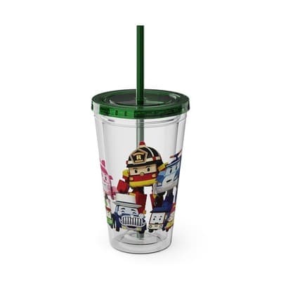 Robocar Poli Acrylic Tumbler | Custom Robocar Poli tumbler with lid and straw