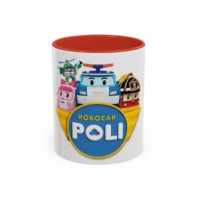 Robocar Poli Accent Mug, Children's Cartoon Character Coffee Cup, Kids Drinkware