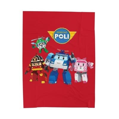 Robocar Poli Velveteen Plush Blanket, Robocar Poli Blanket, Kids Throw blanket