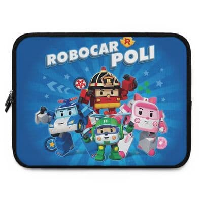 Robocar Poli Laptop Sleeve, Kids Tablet Zippered Sleeve Case