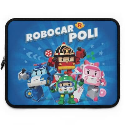 Robocar Poli Laptop Sleeve, Kids Tablet Zippered Sleeve Case
