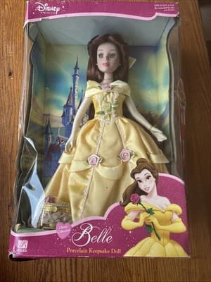 2002 Disney Beauty and the Beast Princess Belle Porcelain Keepsake Doll NEW