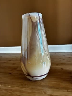 Vintage Glass Vase Purple And Beige By T Crístalli di Michelangelo