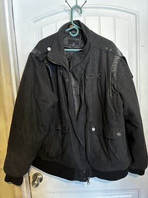Coogi Wool Bomber Jacket Full Zip Black Sz 3x Streetwear Hipster Hip Hop Y2k