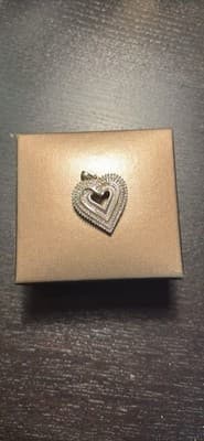 1 1/4 CARAT GENUINE DIAMOND STERLING SILVER OPEN HEART PENDANT