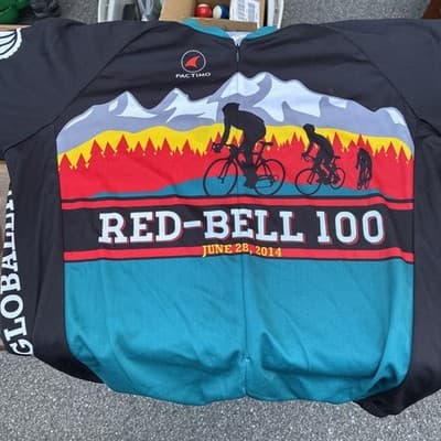Medium Men's 2014 Red-Bell 100 Cycling Jersey Pactimo Bicycle Shirt Cycle EUC