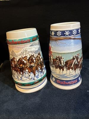 Budweiser Collection 1995 And 1993 Christmas Mug collection