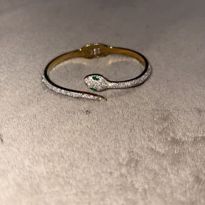 Gold / Cubic Zirconia Snake Head Caribbean Bangle Bracelet NEW