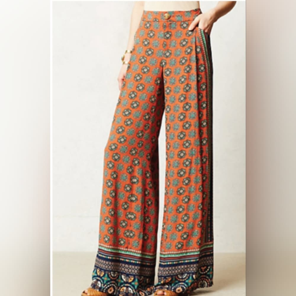 Anthropologie Elevenses Summer Wide-Leg Palazzo Pants Side pockets