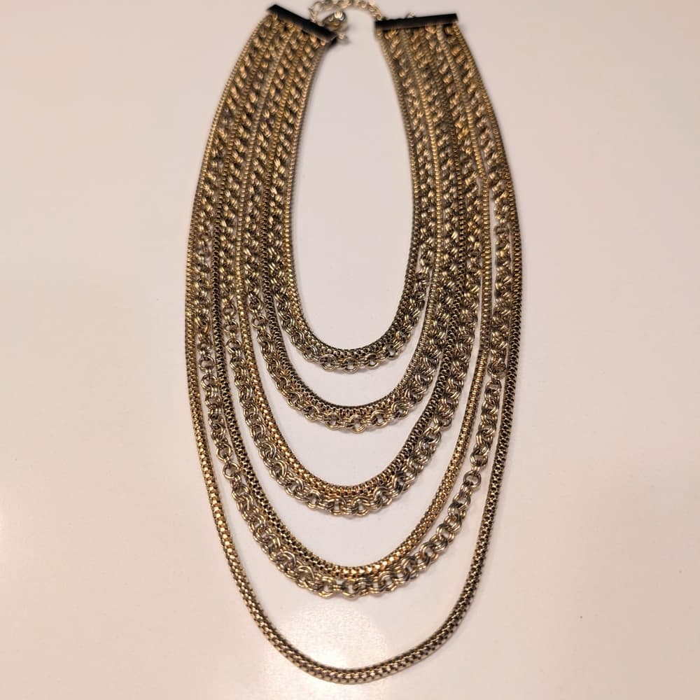 Vintage Multi-Strand Gold Layered Festival Necklace