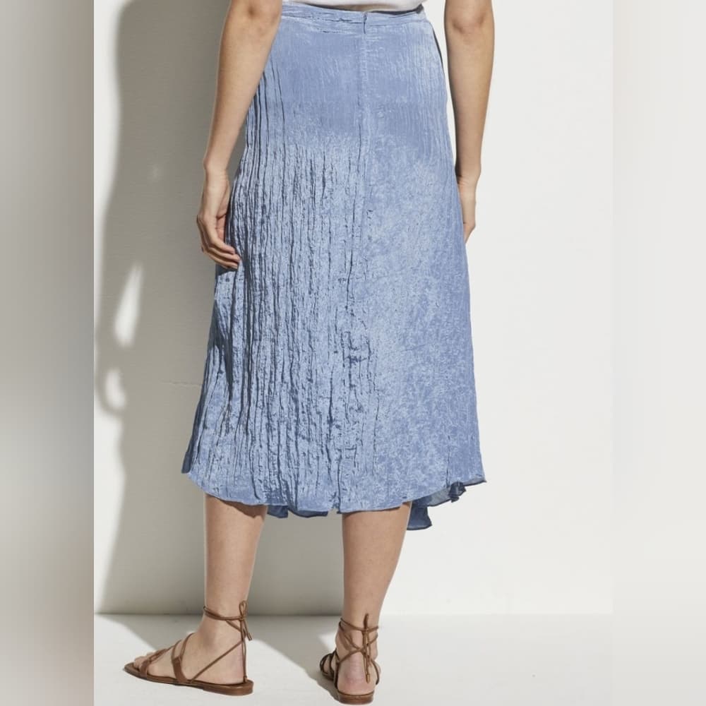 Vince Light Blue Crinkled Midi Skirt