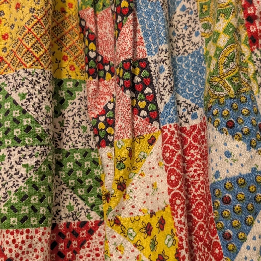 Vintage Quilt Multi-Color Patchwork Cottage Print Handmade Maxi Skirt