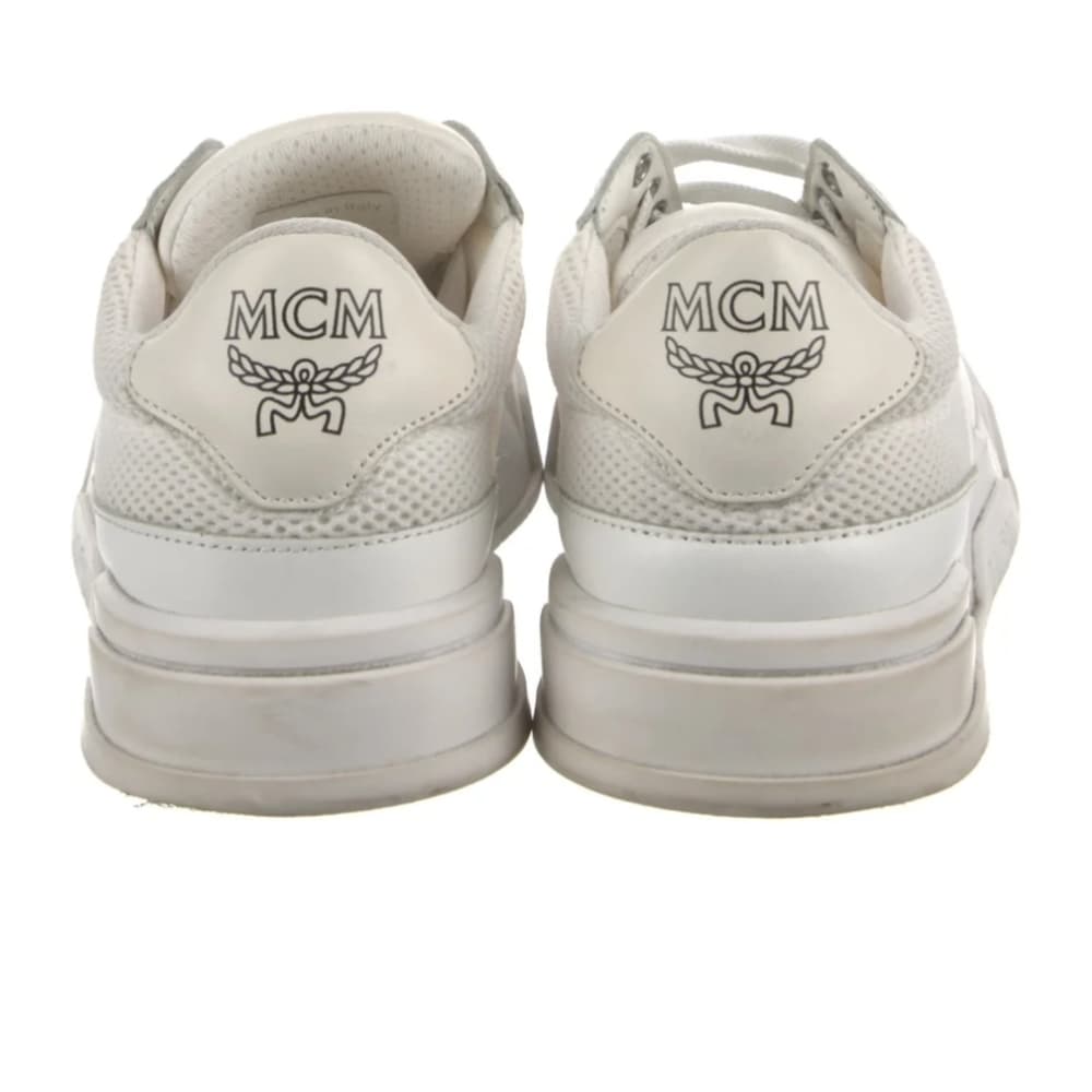 MCM White Logo Low-Top Leather Sneaker