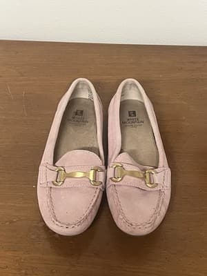 White Mountain Womens Pink Nubuck Loafers Moccasins Sz 6 Excellent Preowned